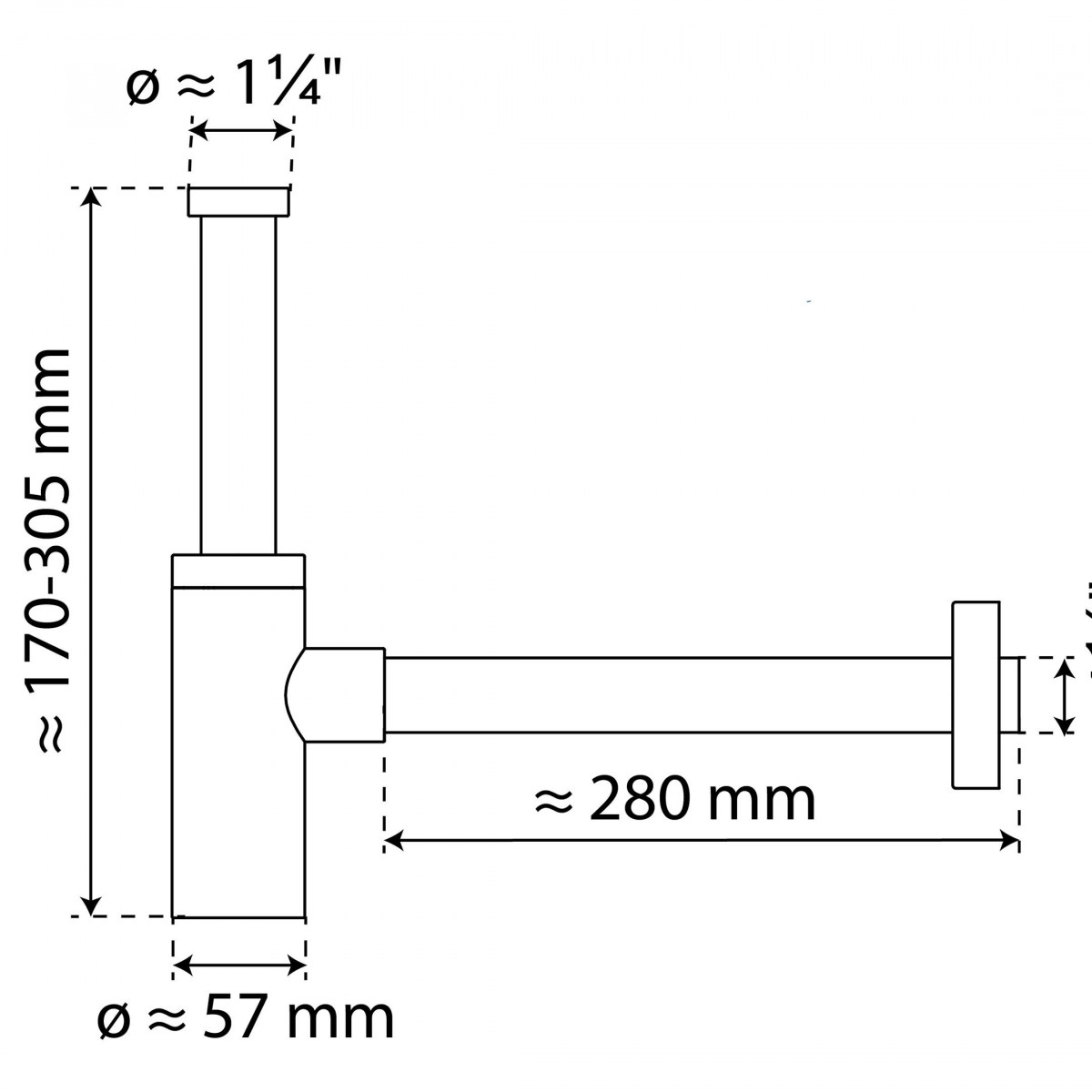 Design-Flaschensiphon, Schwarz, 1 1/4\" x 32 mm"
