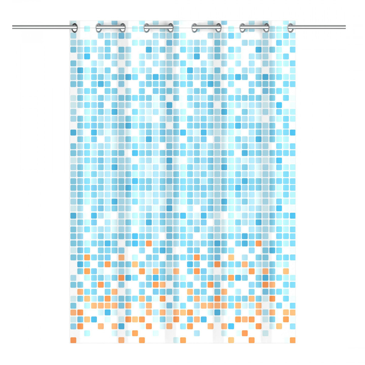 Duschvorhang, Mosaik blau/orange