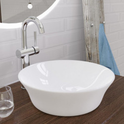 Waschbecken Keramik - TASSONI BOWL Aufsatzwaschtisch für das Bad, Rund, Weiß