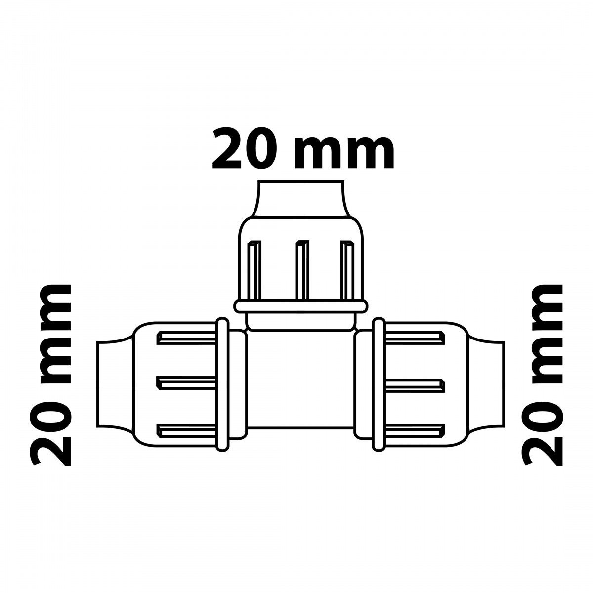 T-Stück, 20 mm, Klemmfitting für HDPE