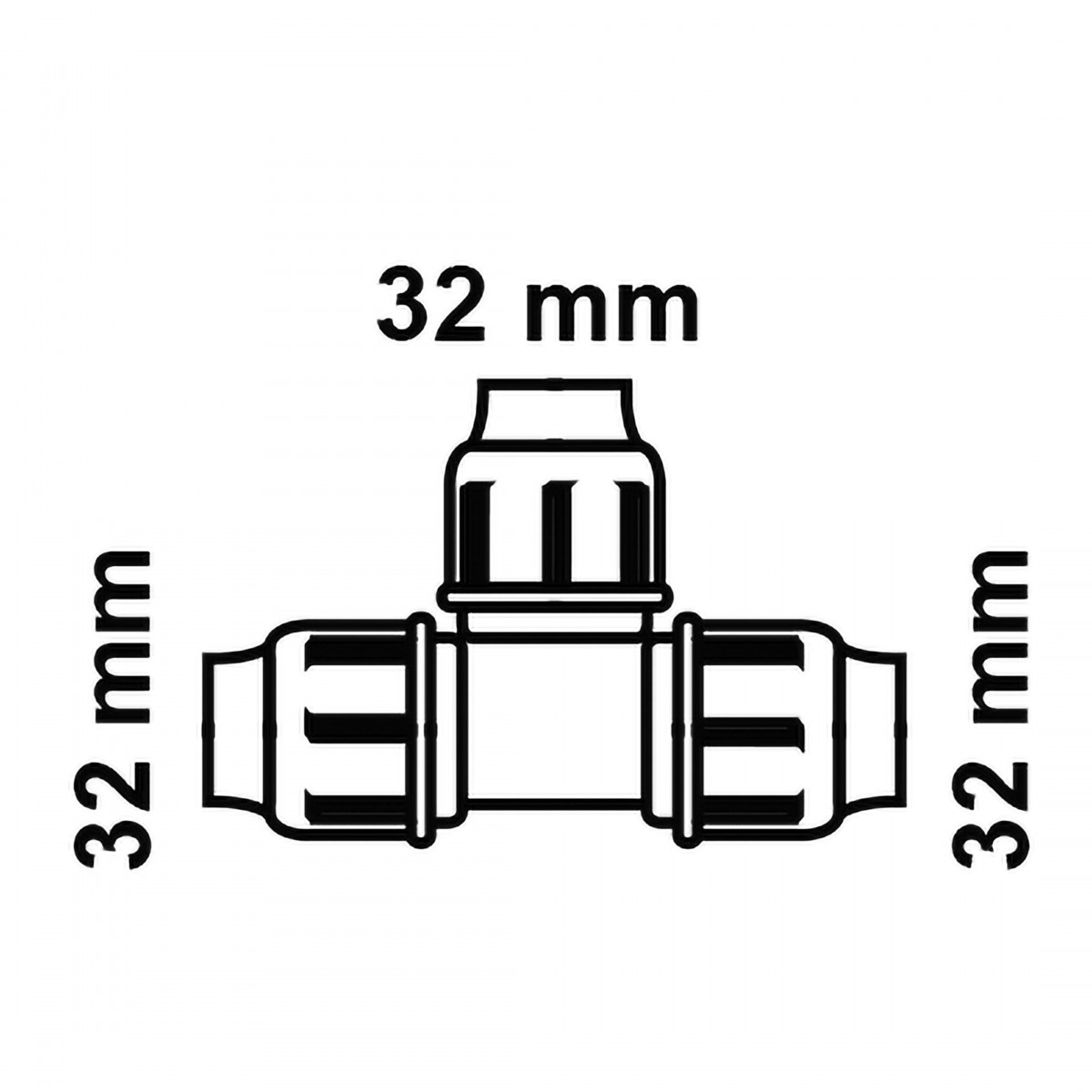 T-Stück, 32 mm, Klemmfitting für HDPE