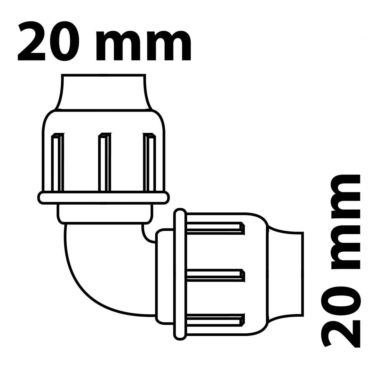 Fitting Winkel, 20 mm, Klemmfitting für HDPE