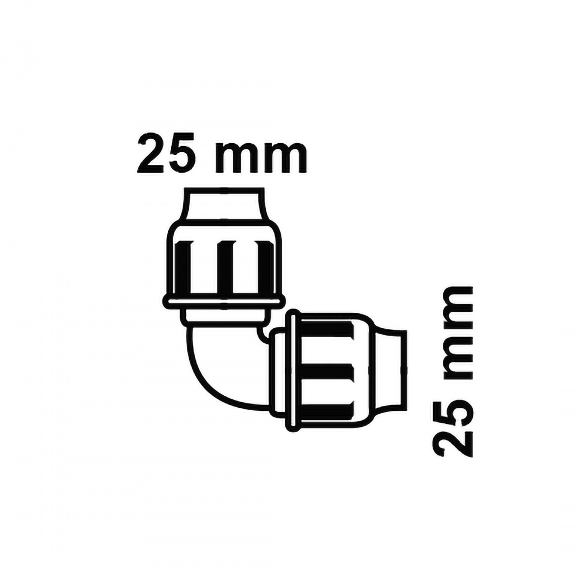 Fitting Winkel, 25 mm, Klemmfitting für HDPE