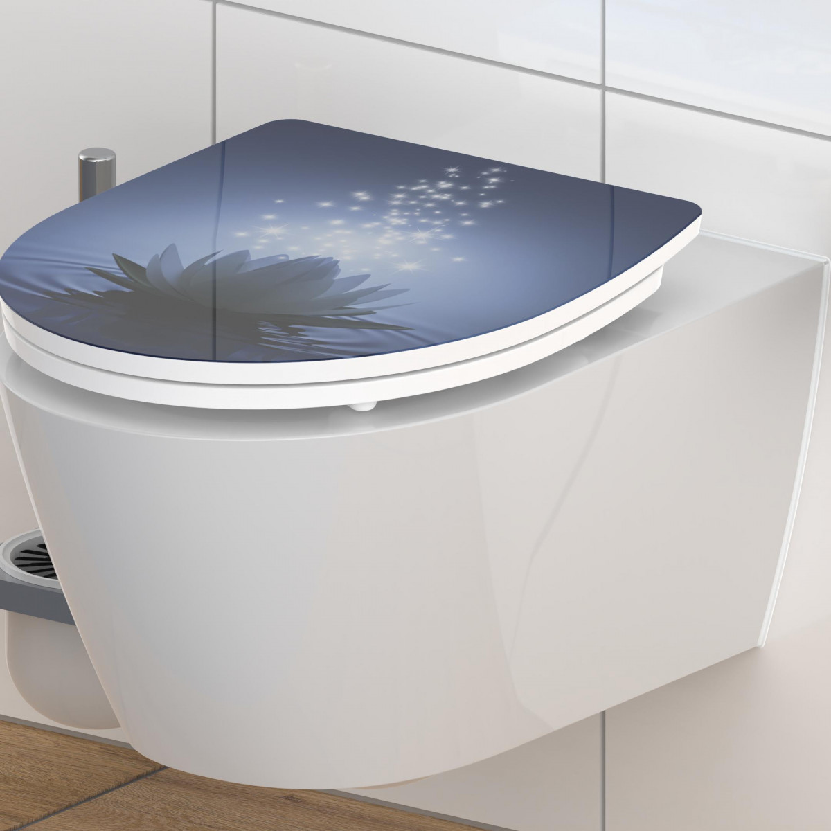 Duroplast High Gloss WC-Sitz WATER LILY, mit Absenkautomatik und Schnellverschluss