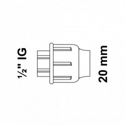 Übergangsstück, 20 mm auf 1/2" IG, Klemmfitting für HDPE