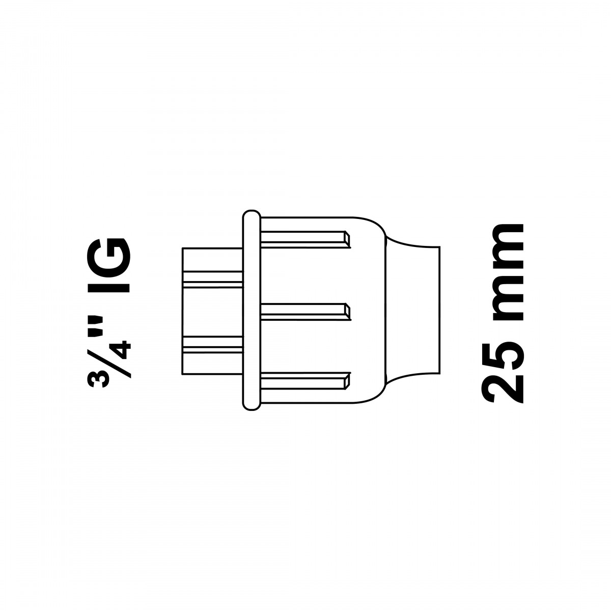 Übergangsstück, 25 mm auf 3/4" IG, Klemmfitting für HDPE