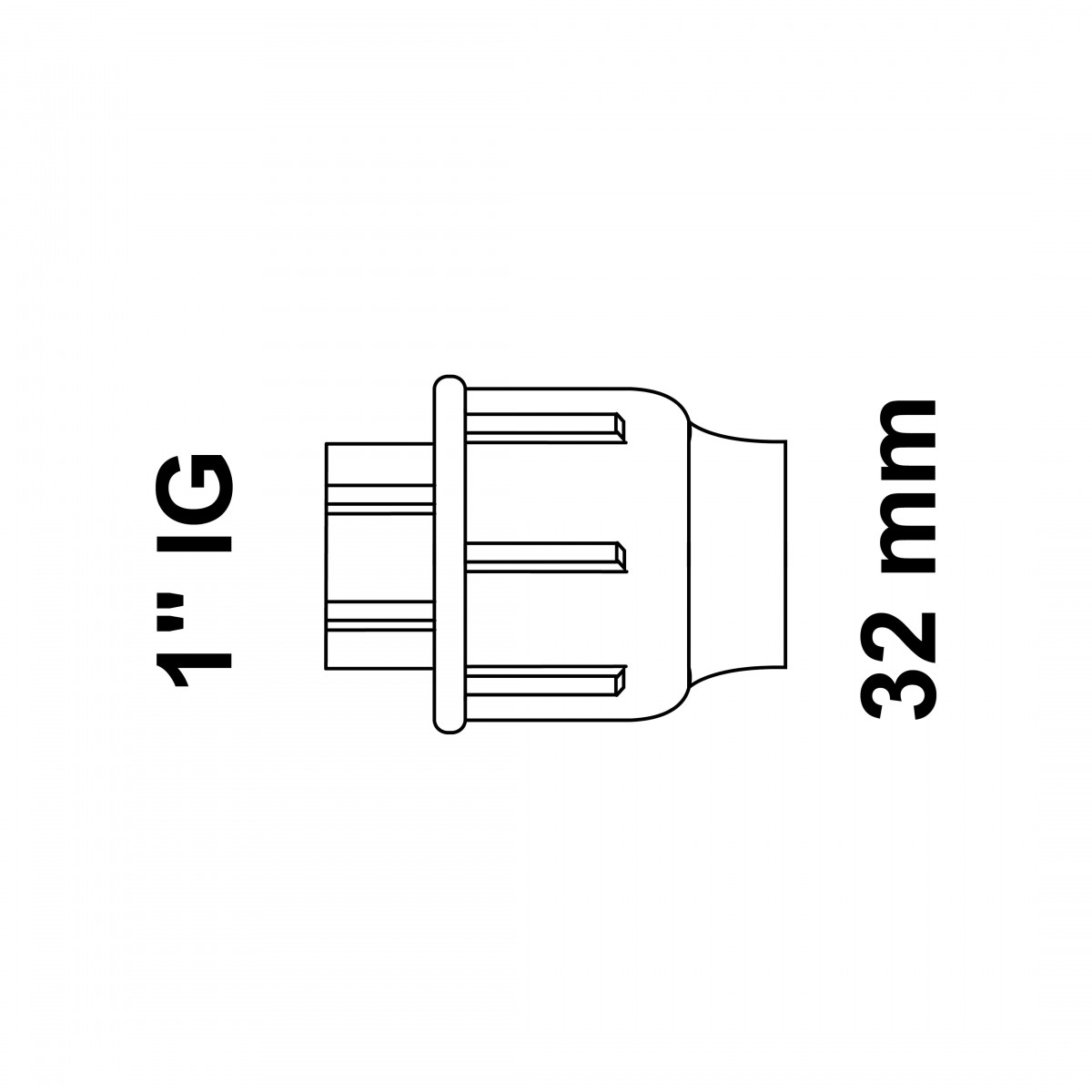 Übergangsstück, 32 mm auf 1" IG, Klemmfitting für HDPE