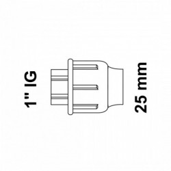 Übergangsstück, 25 mm auf 1\" IG, Klemmfitting für HDPE"