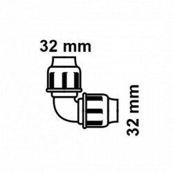 Fitting Winkel, 32 mm, Klemmfitting für HDPE