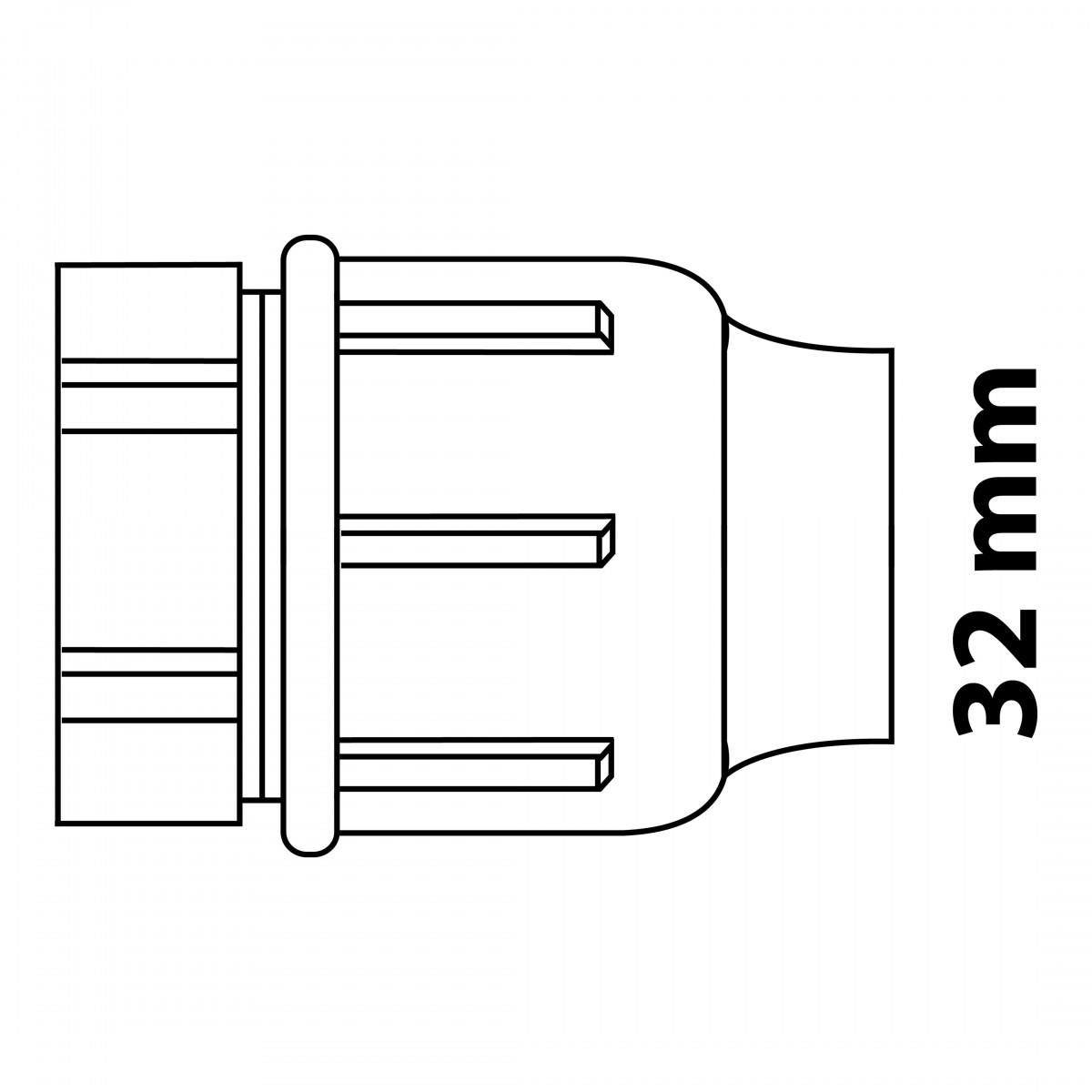 Fitting Endstück, 32 mm, Klemmfitting für HDPE