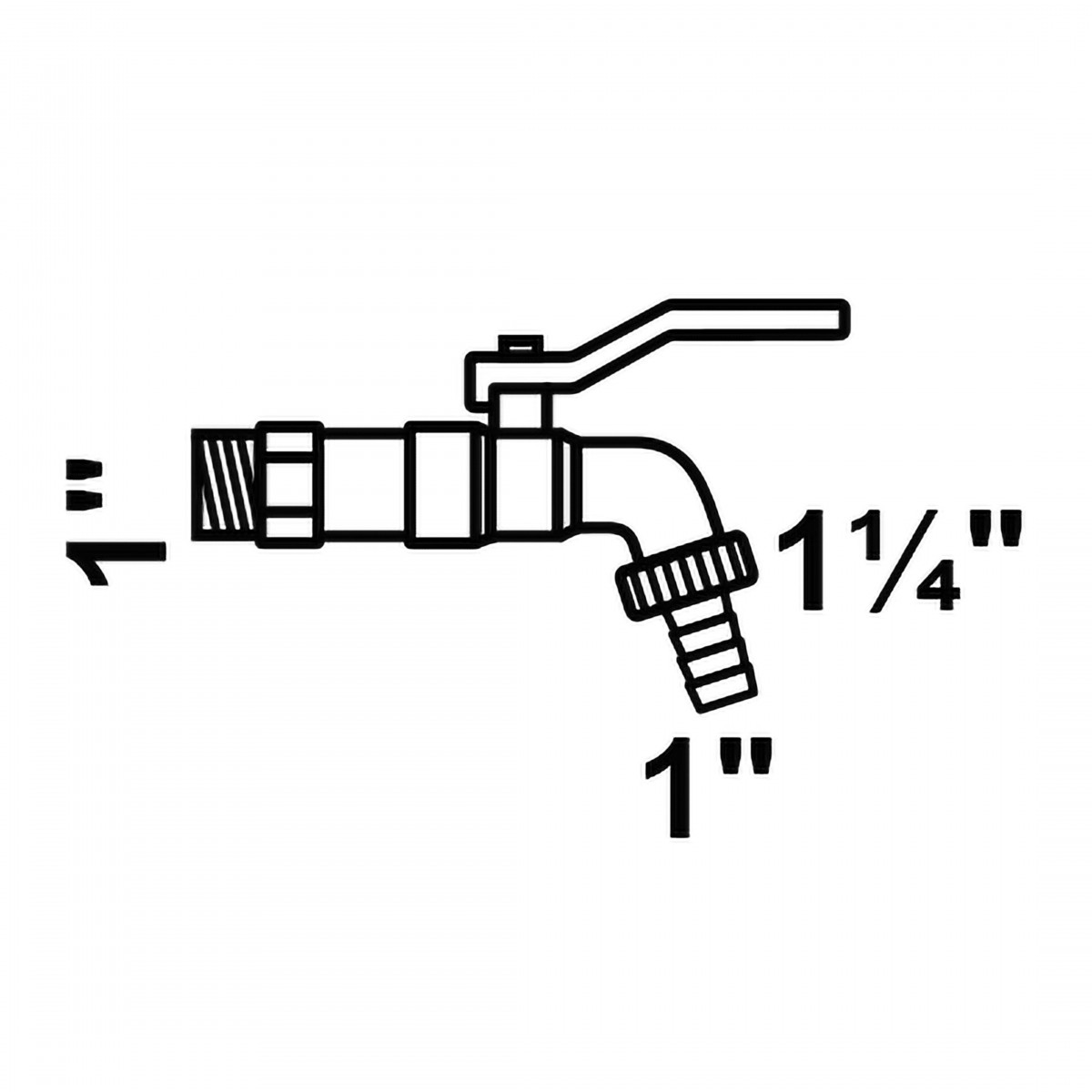 Kugel-Auslaufhahn 1\"AG x 1 1/4\"AG x 1\"T"