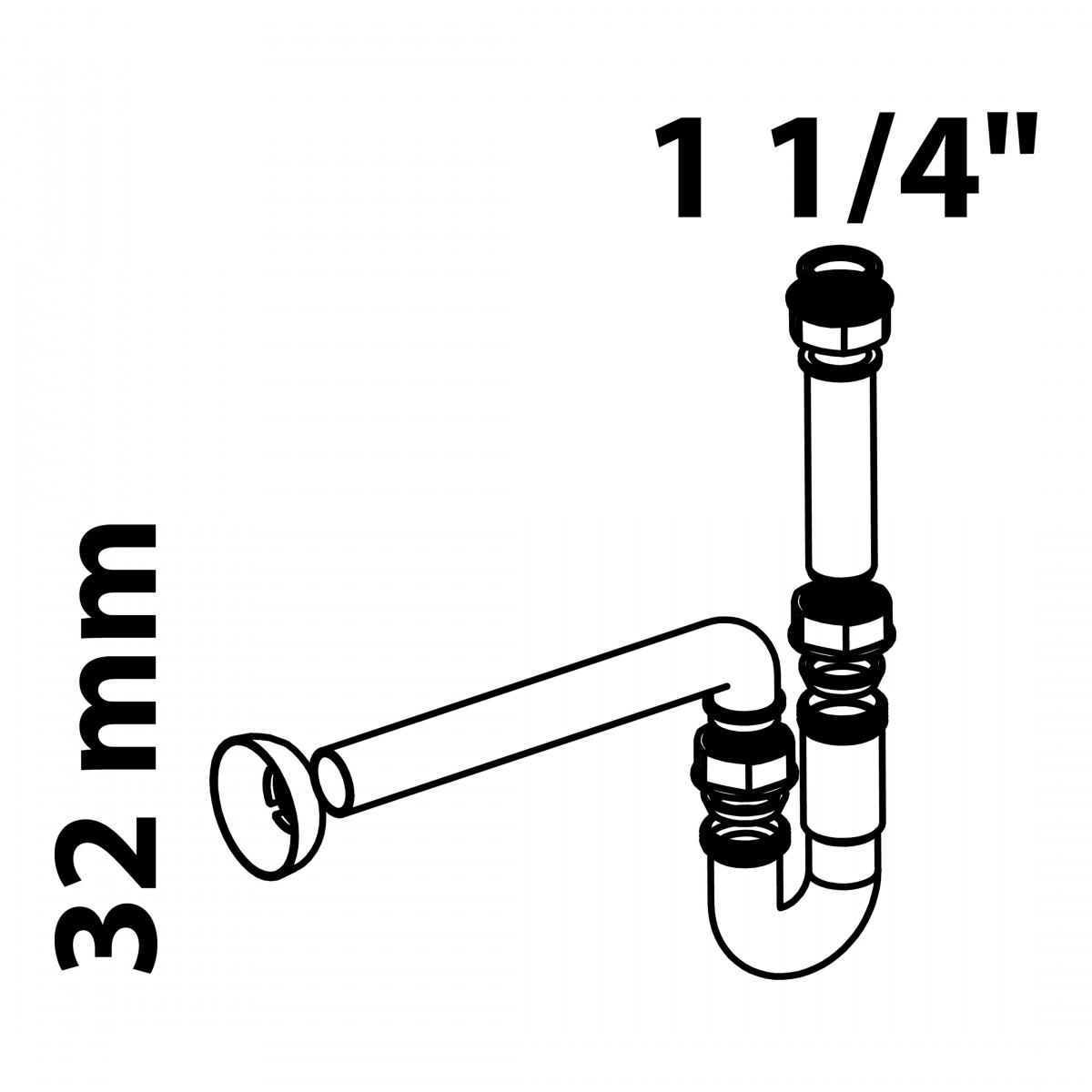 ECO-SAVE KS Röhrensiphon, Grau, 1 1/4" x 32 mm, Siphons, wasseranschluss