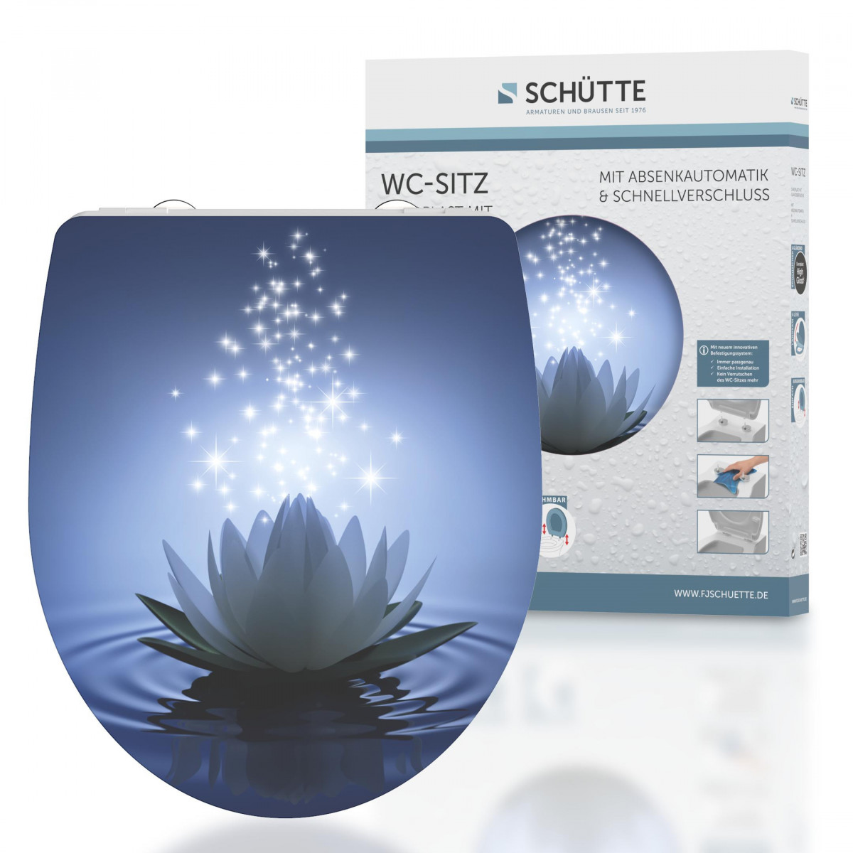 Duroplast High Gloss WC-Sitz WATER LILY, mit Absenkautomatik und Schnellverschluss