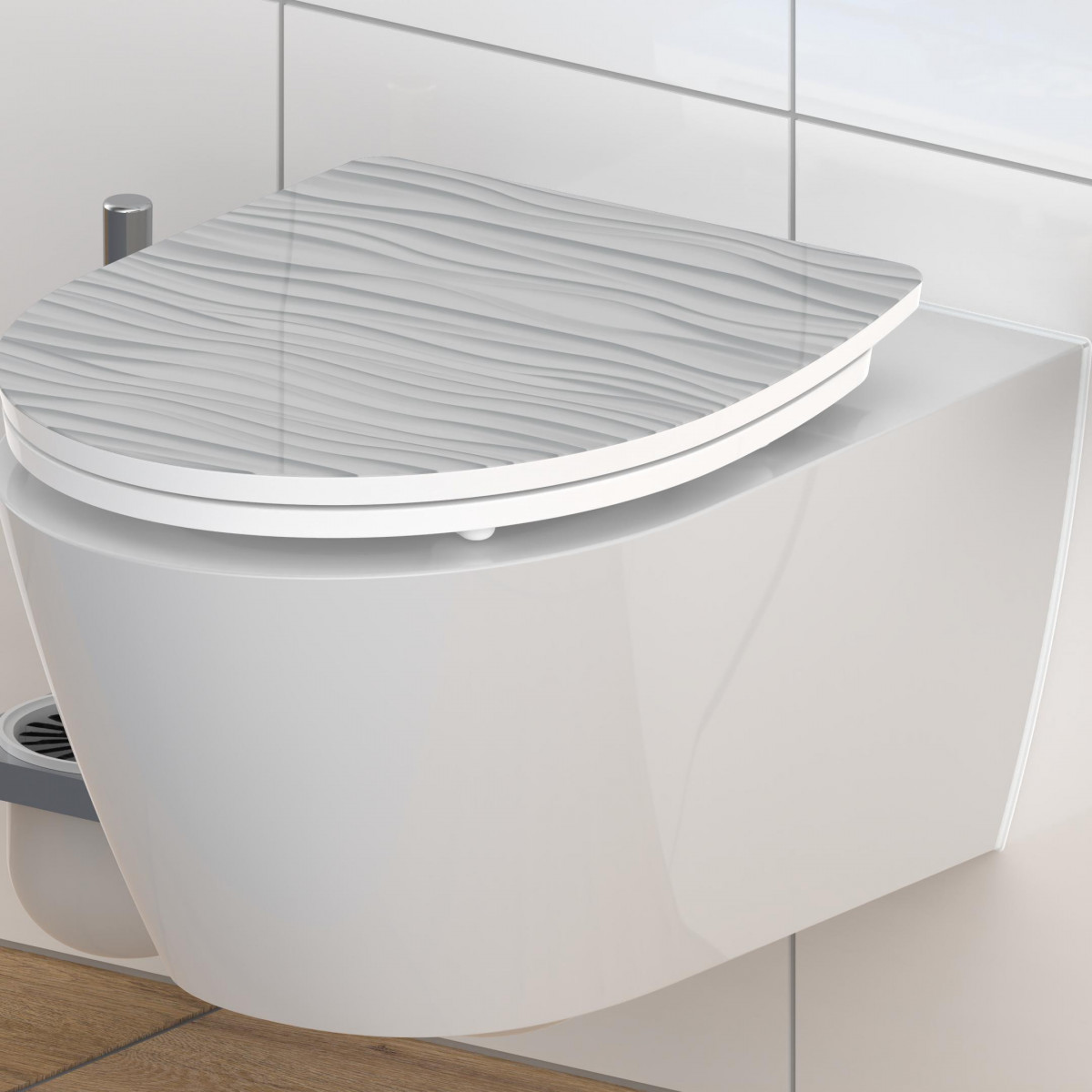 Duroplast High Gloss WC-Sitz WHITE WAVE, mit Absenkautomatik und Schnellverschluss