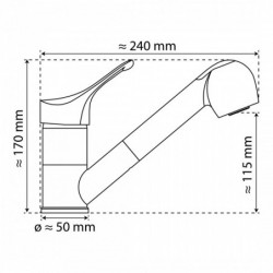 Spültischarmatur GRANIT, herausziehbarer Geschirrbrause, schwenkbar, Granit/Schwarz