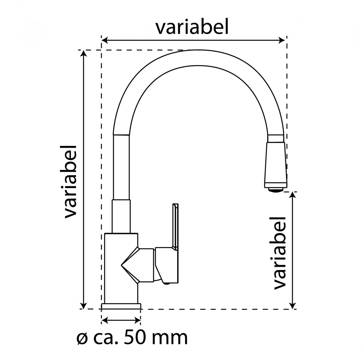 Spültischarmatur FLEXO, Chrom/Hellgrau