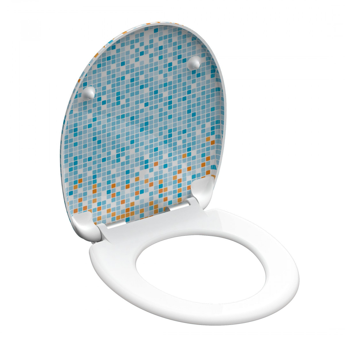 Duroplast WC-Sitz MOSAIK BLAU-ORANGE, mit Absenkautomatik