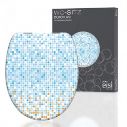 Duroplast WC-Sitz MOSAIK BLAU-ORANGE, mit Absenkautomatik