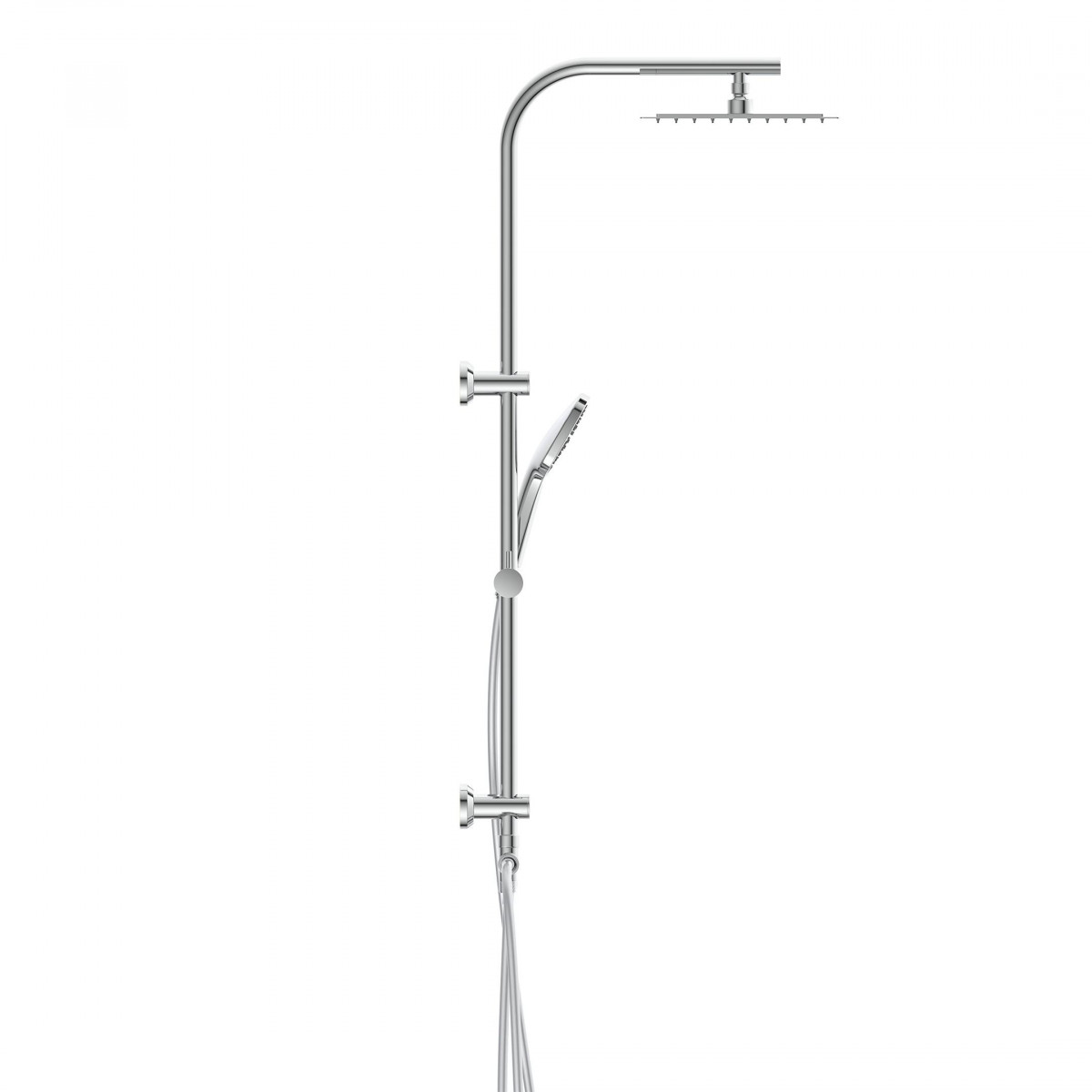 Überkopf-Brauseset EASY DELUXE, Regendusche, großer Duschkopf, Chrom