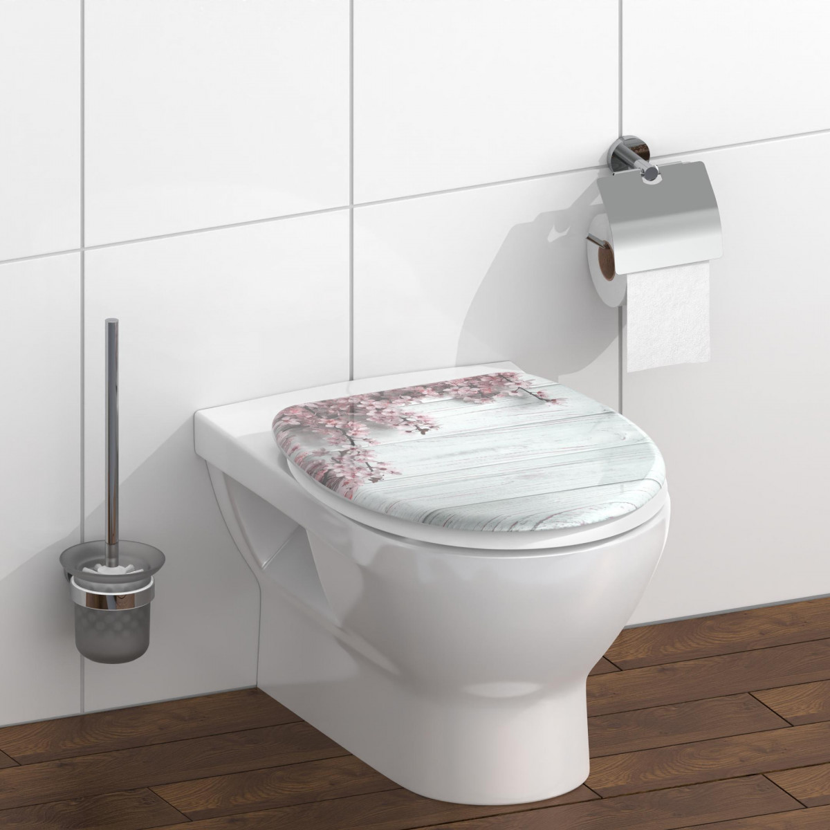 Duroplast WC-Sitz FLOWERS und WOOD, mit Absenkautomatik