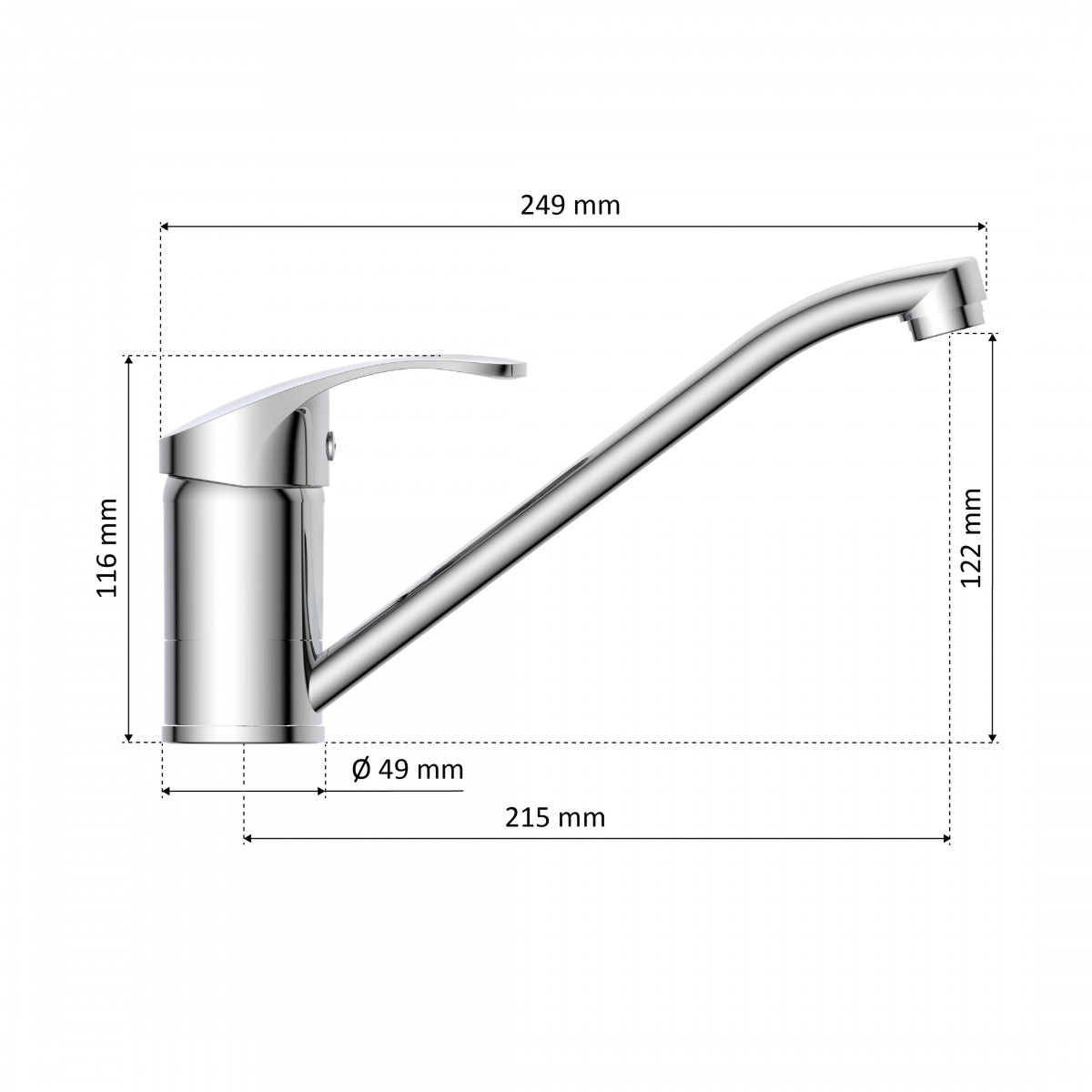 Küchenarmatur K1, Chrom, Hochdruck