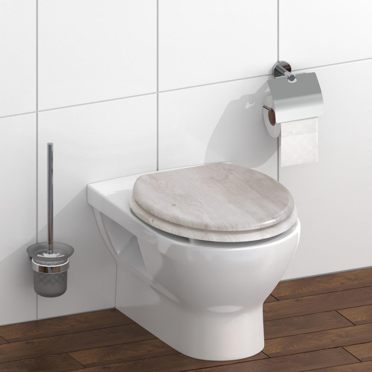 MDF WC-Sitz LIGHT WOOD, mit Absenkautomatik