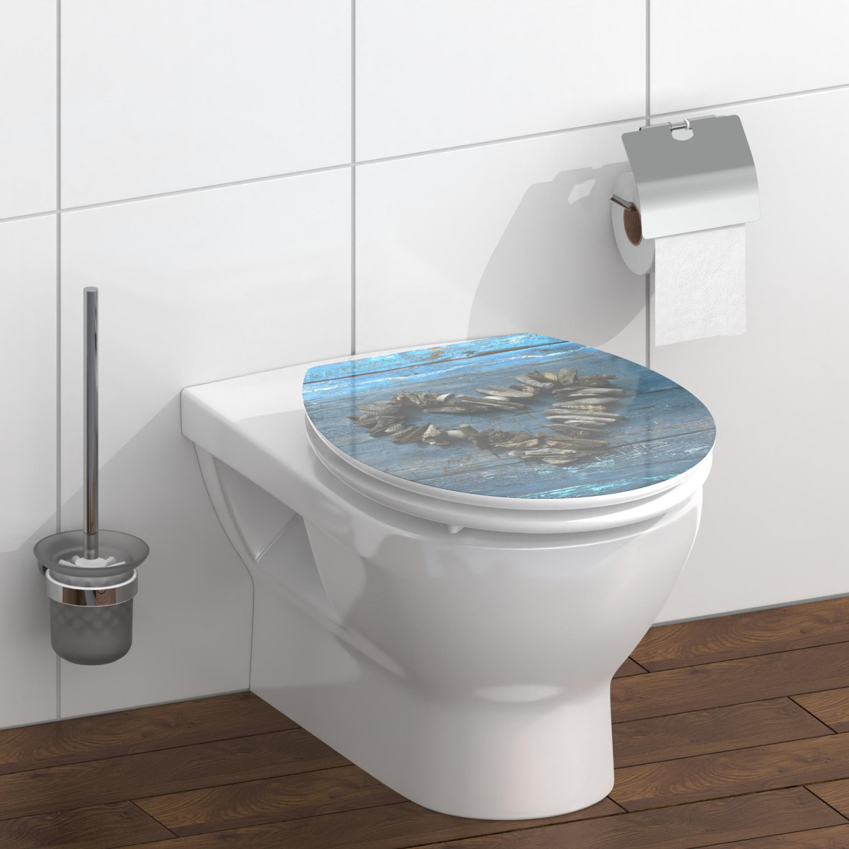 MDF High Gloss WC-Sitz mit Herz Motiv, SHELL HEART, mit Absenkautomatik