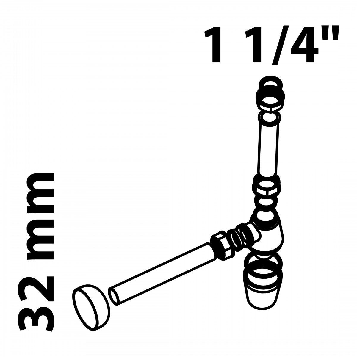 ECO-SAVE KS Flaschensiphon, Grau, 1 1/4"x32 mm, Siphons, wasseranschluss