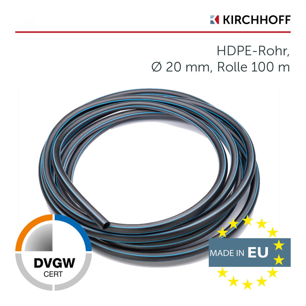 KIRCHHOFF 100m HDPE Rohr -ø 20mm