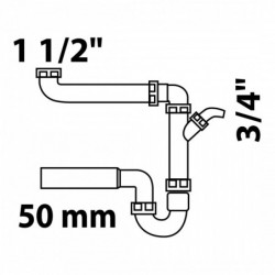 ECO-SAVE KS Raumspar-Spültisch-Röhrensiphon 50mm, Grau