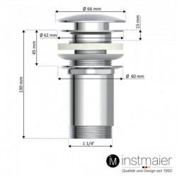 Ablaufgarnitur Chrom E1 mit Überlauf | instmaier