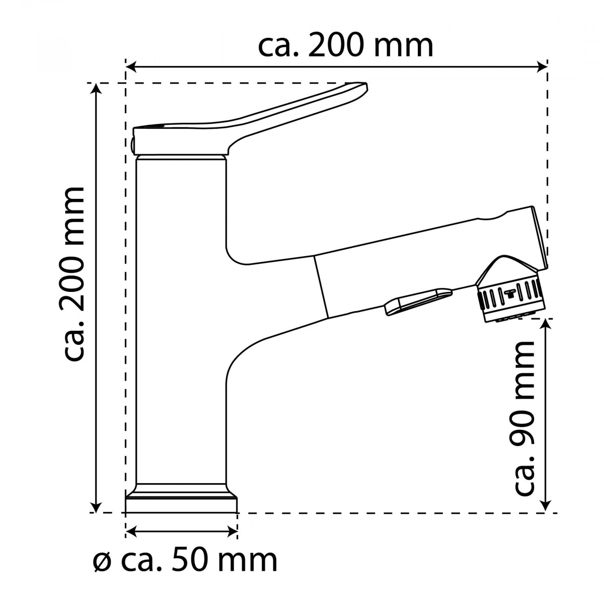 Waschtischarmatur VARIABILE, mit herausziehbarer Haarbrause, Chrom