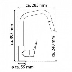 Küchenarmatur K5, Schwarz matt, Hochdruck