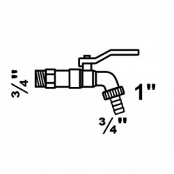 Kugel-Auslaufhahn 3/4\"AG x 1\"AG x 3/4\"T"