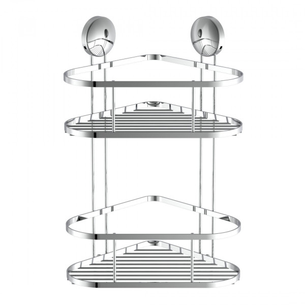 Dusch-Eckablage 2 Etagen, chrom, zum Kleben oder Schrauben