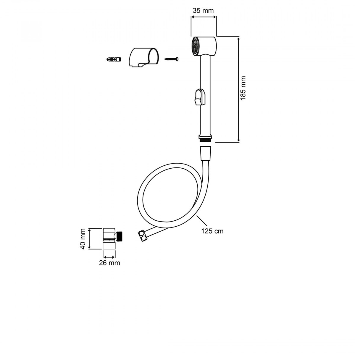 Waschbecken Handbrause, Bidet Handbrause, mit Wandhalterung und Brauseschlauch, Chrom