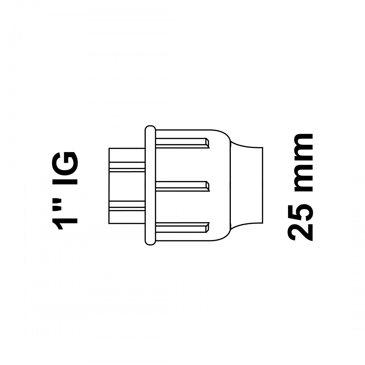 Übergangsstück, 25 mm auf 1" IG, Klemmfitting für HDPE