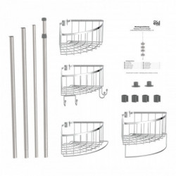 Teleskop-Dusch-Eckregal, edelstahl/chrom
