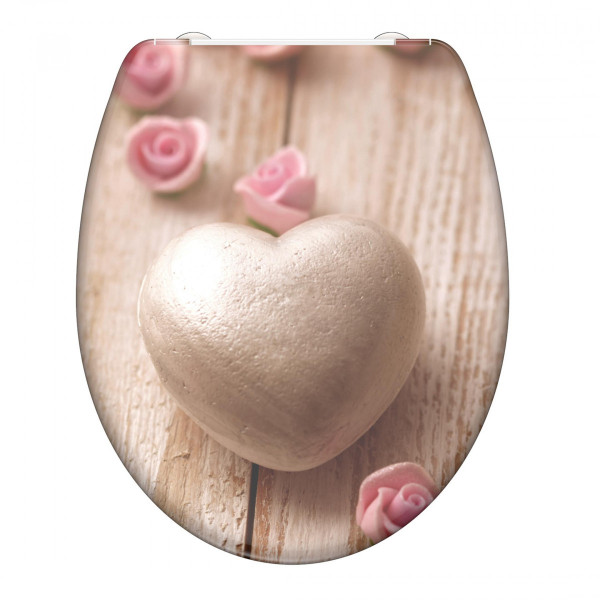 Duroplast WC-Sitz ROMANTIC, Herz Motiv, mit Absenkautomatik und Schnellverschluss Duroplast WC-Sitz ROMANTIC, Herz Motiv, mit Absenkautomatik und Schnellverschluss