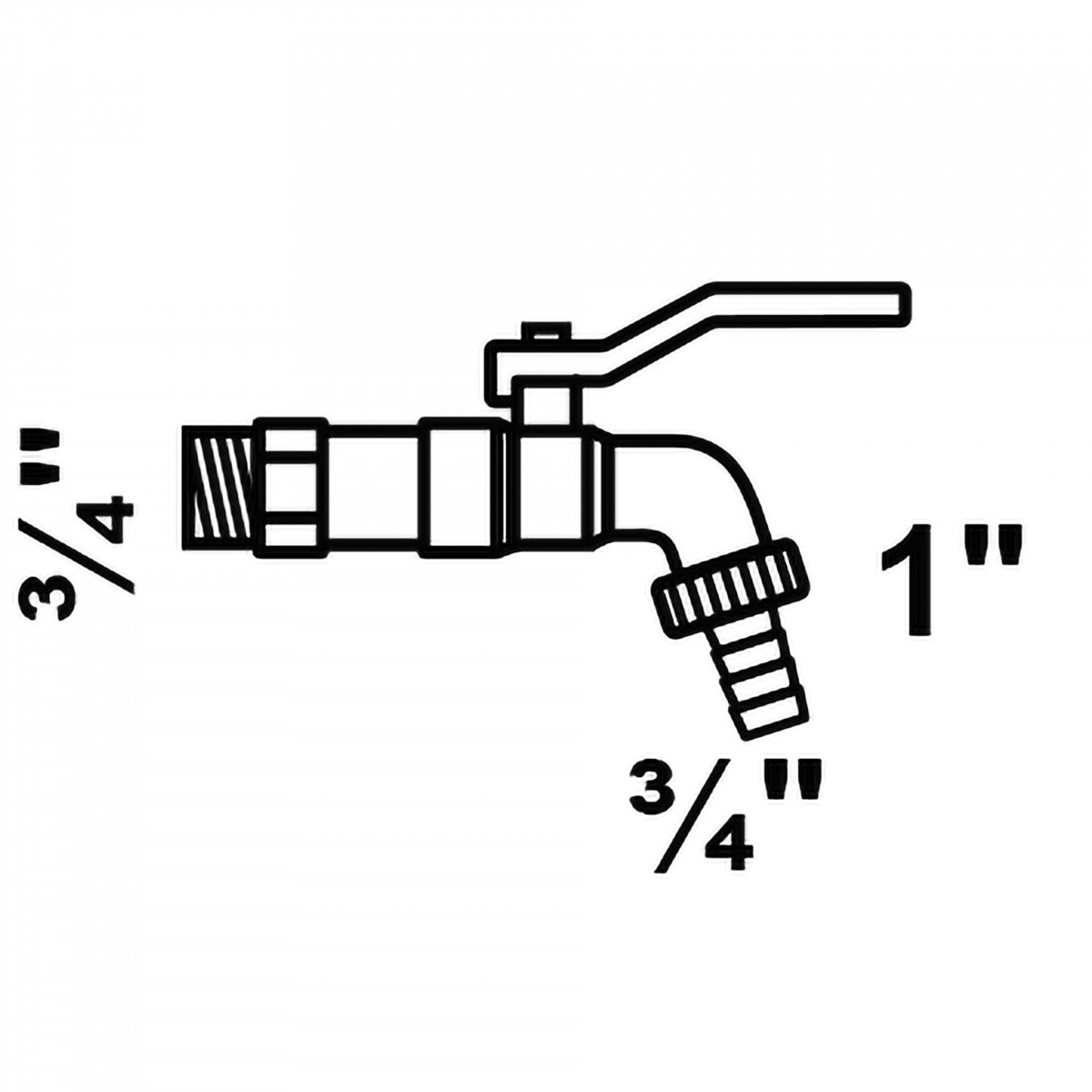 Kugel-Auslaufhahn 3/4\"AG x 1\"AG x 3/4\"T"