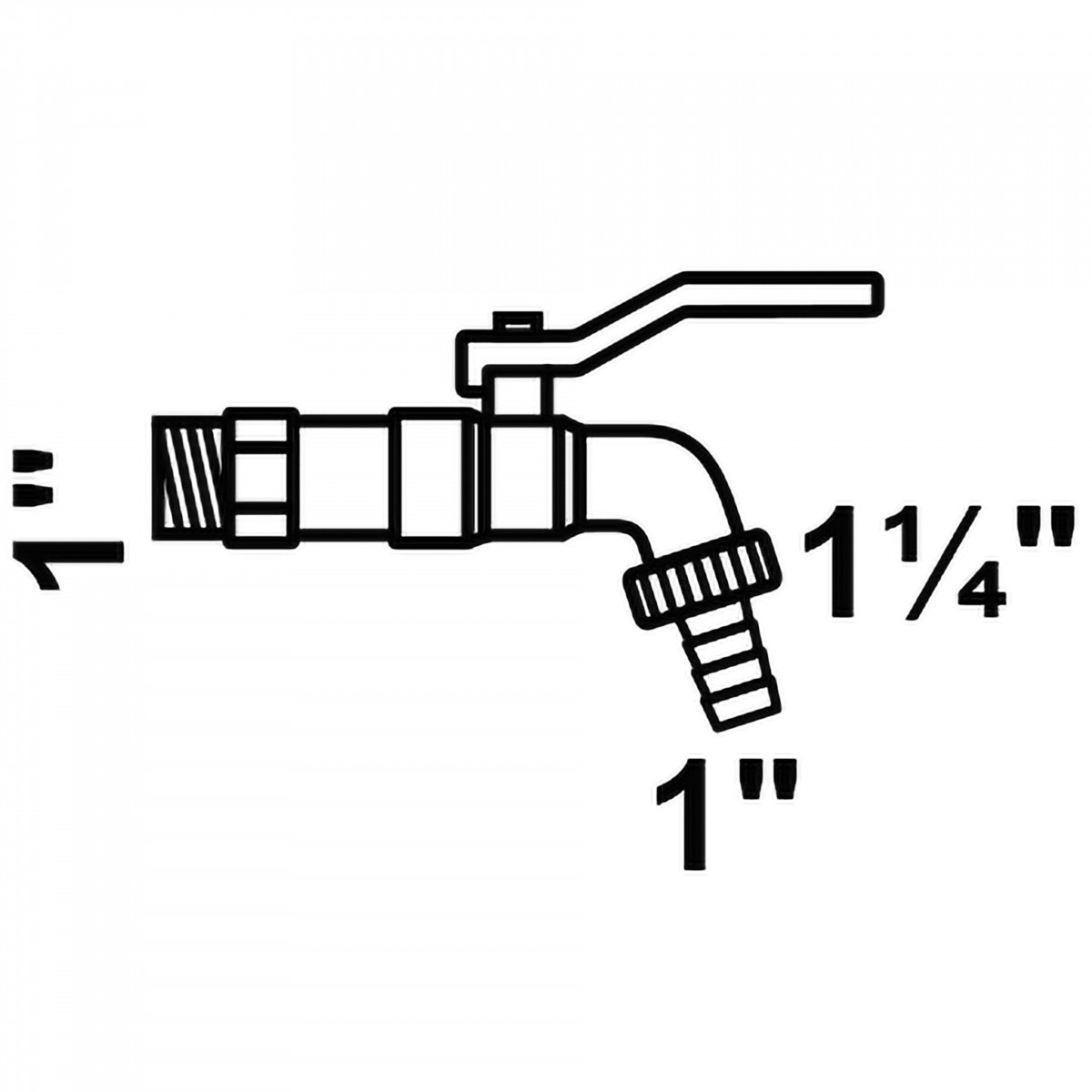 Kugel-Auslaufhahn 1\"AG x 1 1/4\"AG x 1\"T"