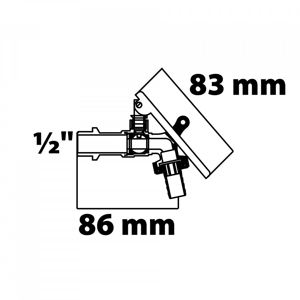 Kugel-Auslaufhahn 1/2\"AG x 3/4\"AG x 1/2T, abschließbar"