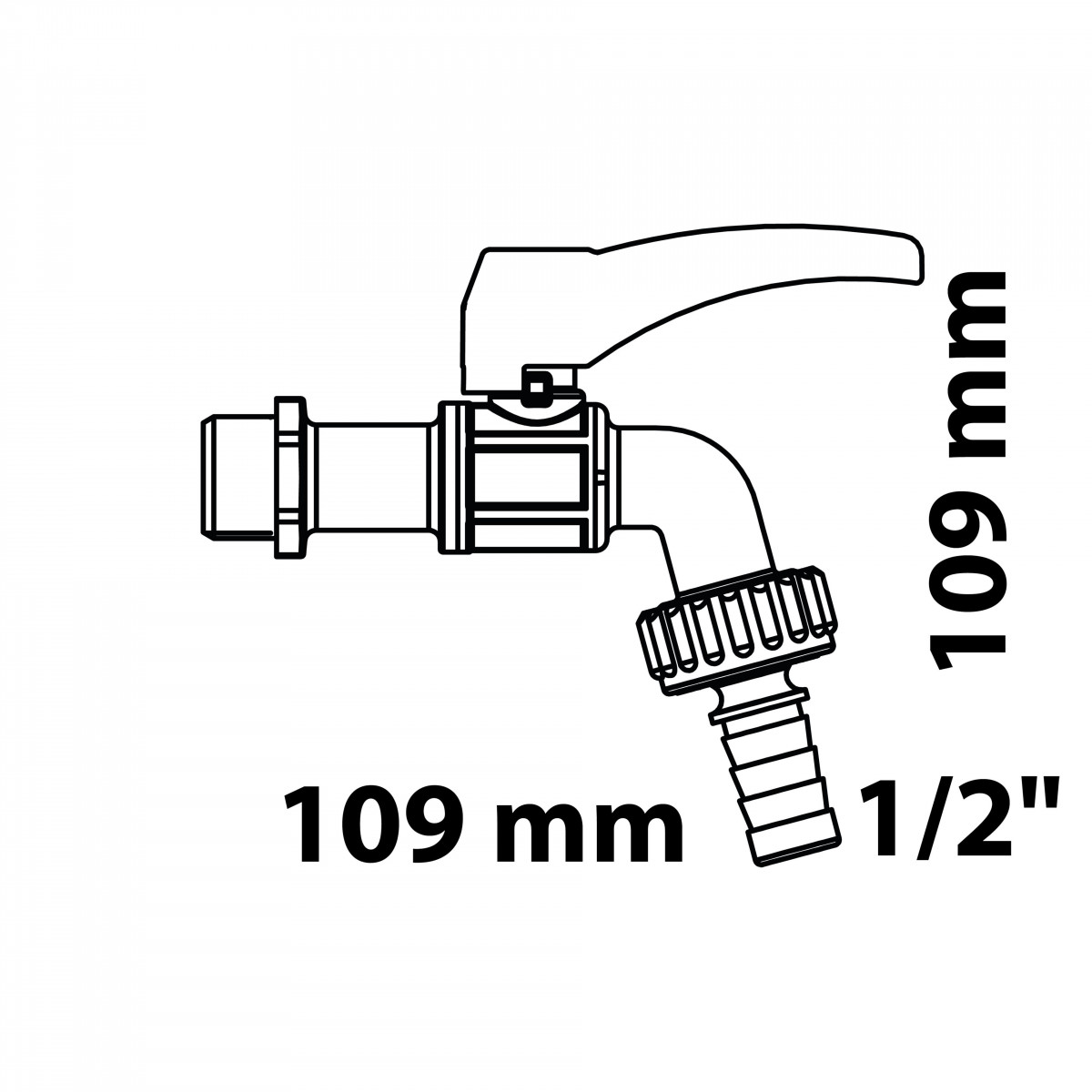 Kugel-Auslaufhahn 1/2\"AG x 3/4\"AG x 1/2\"T, erhöhte Frostresistenz"
