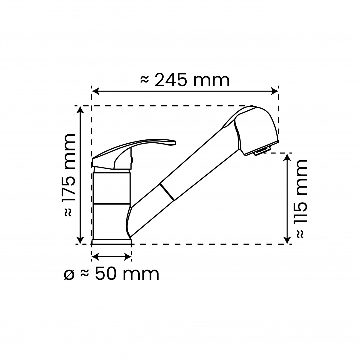 Küchenarmatur K2, Chrom, Niederdruck