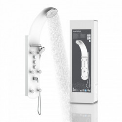 Duschpaneel KARIBIK, Wellnessdusche inkl. 6 Massagedüsen, Duscharmatur, Sicherheitsglas, Weiß