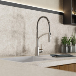 WK 3 in Edelstahloptik, Küchenarmatur mit innovativem Spiralfeder-Design