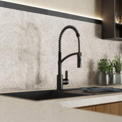 WK 3 in Schwarz, Küchenarmatur mit innovativem Spiralfeder-Design