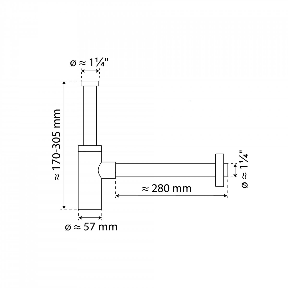 Design-Flaschensiphon, Schwarz, 1 1/4\" x 32 mm"