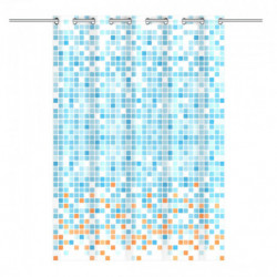 Duschvorhang, Mosaik blau/orange