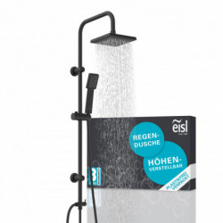 Überkopf-Brauseset EASY ENERGY, Regendusche, großer Duschkopf, Schwarz